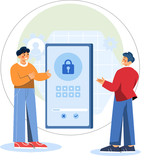 Two people with secure phone interface